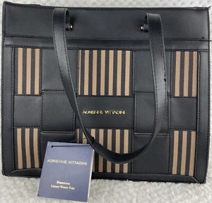 Neu mit Etikett Adrienne Vittadini Francesca Luxus Webtasche Handtasche mit Schulterriemen schwarz - Bild 1 von 18
