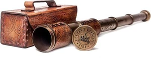 RII 17.5 Antique Pirate Spyglass J. Scott London Telescope w/ Leather Case - Picture 1 of 6