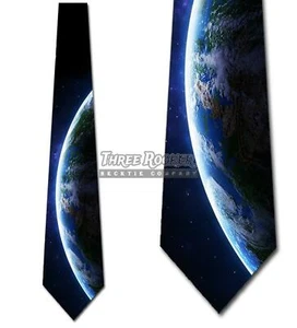 View From Space Earth Tie Mens Space Ties Astronomy Necktie - Picture 1 of 3