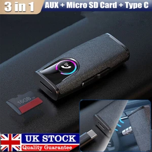 Bluetooth Audio Car Music Wireless Receiver 3.5mm AUX USB-C Handsfree Adapter - Picture 1 of 12