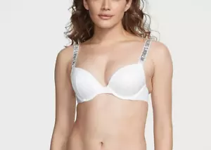 NEW Victoria's Secret Shine Strap Sexy Tee Push-Up Bikini Top White 32DD Swim - Picture 1 of 6