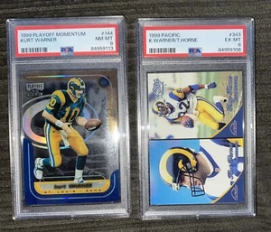 1999 PACIFIC 343 KURT WARNER w HORNE PSA 6 & 1999 PLAYOFF MOMENTUM 144 PSA 8 -RC - Picture 1 of 7