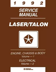 1992 Eagle Talon Plymouth Laser Shop Service Repair Manual Engine Drivetrain OEM - Picture 1 of 1