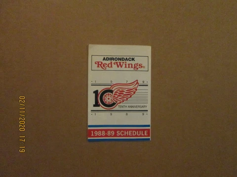 AHL Adirondack Red Wings Vintage Defunct Circa 1988-89 Team Logo Pocket Schedule Cover