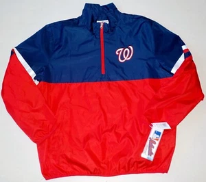 WASHINGTON NATIONALS PULLOVER DUGOUT JACKET MENS 2X XXL MESH LINED NWT RED GIII - Picture 1 of 5
