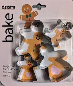 Dexam Cookie Cutters Stainless Steel Gingerbread Family Set Of 4 - Picture 1 of 2