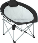 Oversized Folding Camping Chair Moon Chair for Adults with Headrest, Cup Holder,