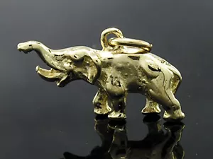 s C001 Genuine 9K SOLID Yellow Gold Detailed Sculpted Elephant Charm 3D jumpring - Picture 1 of 1