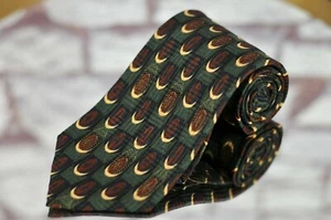 JZ Richards Men's Tie Green Brown & Ivory Geo Printed Silk Necktie 57 x 3.5 - Picture 1 of 3