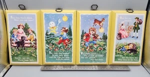 Vintage Mother Goose Nursery Rhyme Wooden Wall Plaques 5x8” VTG 70s Artwork - Picture 1 of 11