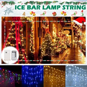 LED Hanging Icicle Curtain Fairy String Light Outdoor Christmas Xmas Party Decor - Picture 1 of 32