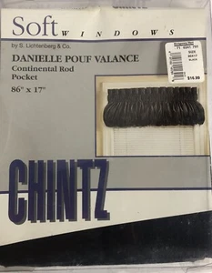 Vintage Danielle Pouf Valance ~ 86” x 17” ~ S. Lichtenberg & Co ~ Black ~ New - Picture 1 of 3