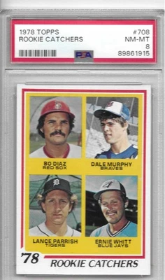 Topps Dale Murphy 1978... ¡Catchers de novatos! #708 PSA 8 casi nuevo-como nuevo Foto 1 de 2