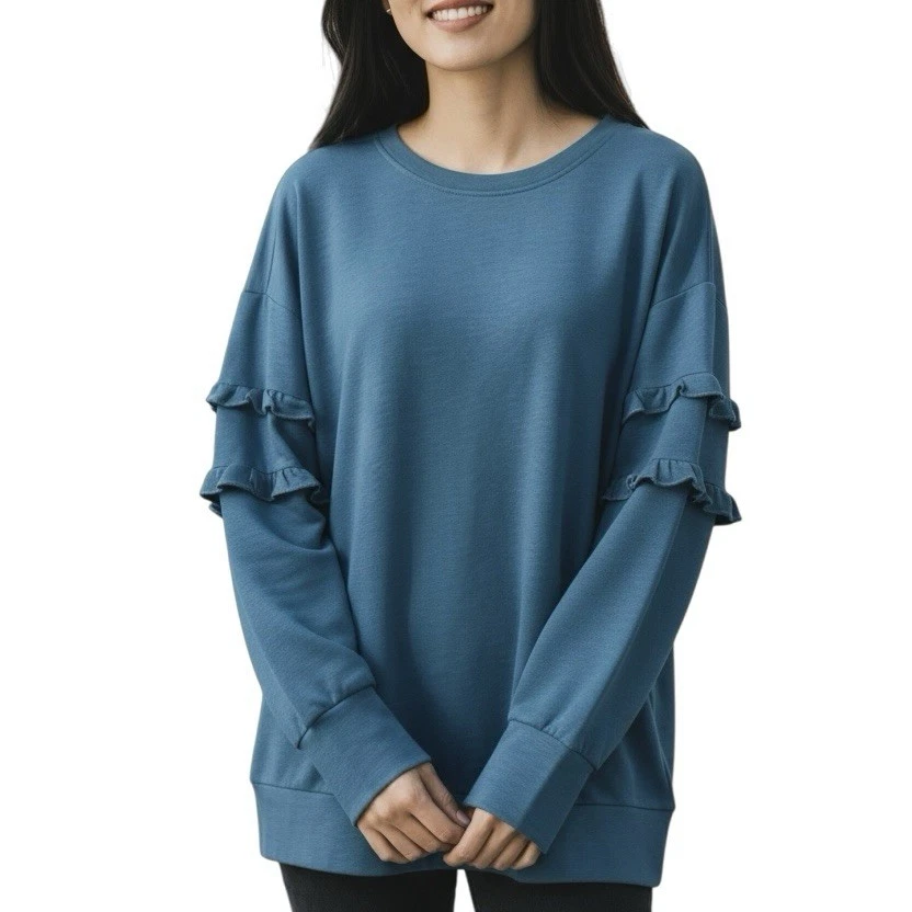 Matilda Jane Wonderment Our Song Sweatshirt Size XS Ruffle French Terry Crew - Image 1 of 4