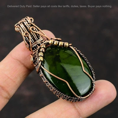 Colgante Ovalado Natural Peridoto Fuego Labradorita Madre Envuelto Alambre Joyería Cobre Foto 1 de 4