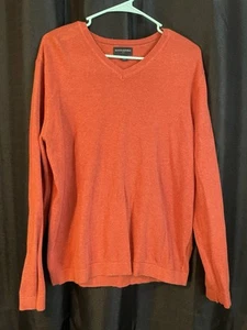 Banana Republic Luxury Blend Mens Lightweight Sweater Size Large Orange V-Neck - Picture 1 of 3