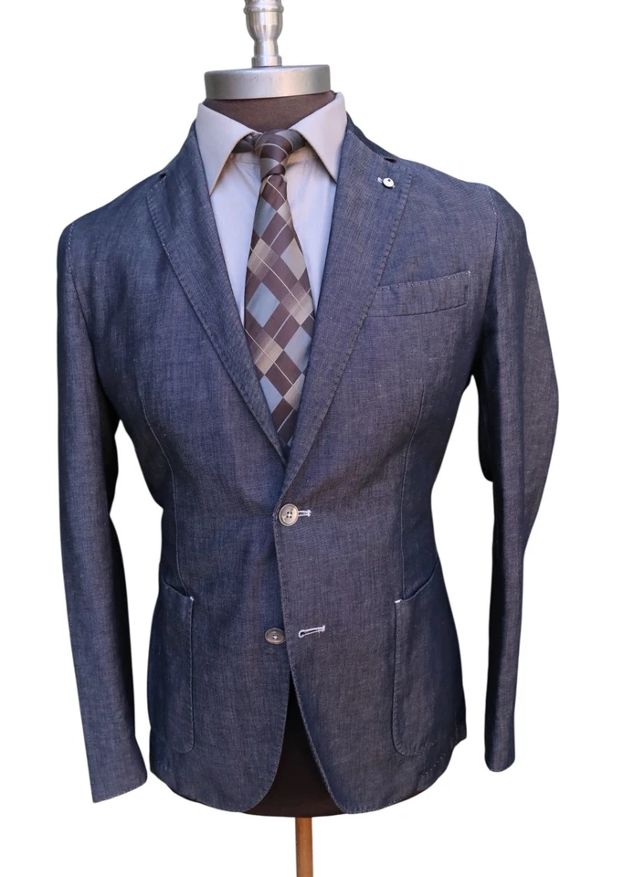 LBM 1911 Limited Edition Gray Linen Cotton Two Button Blazer Jacket 40R - Image 1 of 4