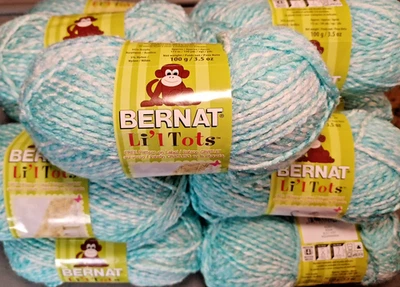 (Lot of 3) BERNAT LI'L TOTS YARN Color 42201 AQUA Discontinued Skeins 100g Each - Image 1 of 4