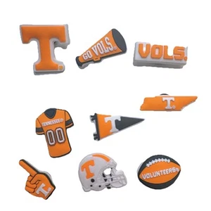Tennessee Volunteers Football Croc Shoe Charms Set of 9 - Picture 1 of 1