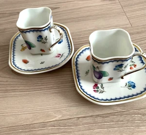 Richard Ginori Demitasse Set Tazza e Piattino Antico Doccia Quadrato Frutta Italiana - Foto 1 di 16