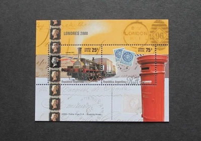 ARGENTINA - 2000 SCARCE LONDON STAMP SHOW SOUVENIR SHEET MNH RR - Image 1 of 2