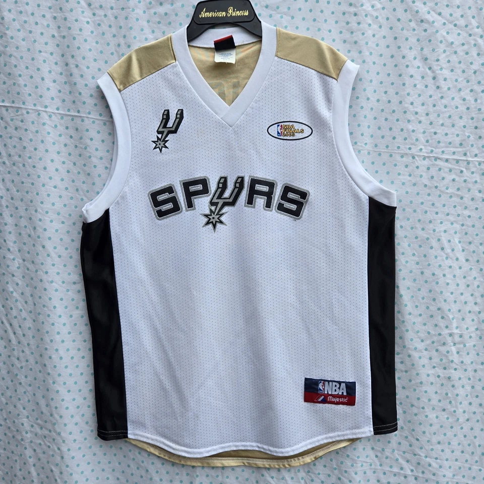 Vtg San Antonio Spurs NBA Finals 2003 Majestic Tim Duncan #21 Gold Jersey Size L - Image 1 of 4