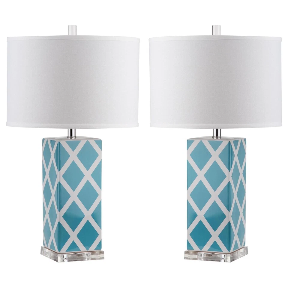 Safavieh LÁMPARA DE MESA CELOSÍA JARDÍN Juego de 2 LÁMPARAS DE MESA AZUL CLARO/BLANCO Foto 1 de 1