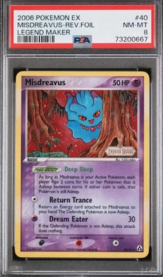 PSA 8 Misdreavus 40/92 EX Legend Maker Reverse Holo 2006 Pokemon Card - Image 1 of 2