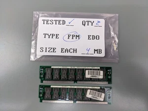 (2) Compaq 4MB FPM SIMMs, 72-pin RAM Memory Sticks (8MB Total) 45055 - Picture 1 of 3