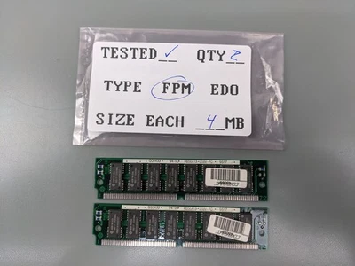 (2) Compaq 4MB FPM SIMMs, 72-pin RAM Memory Sticks (8MB Total) 45055 - Image 1 of 3