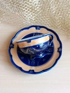 Mokka Tasse Tasse Kobalt Blau DDR ? Porzellan 2tlg Kaffee Geschirr Vintage alt - Bild 1 von 6