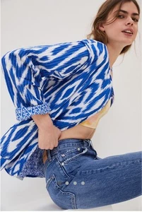 Anthropologie Steppjacke Nora blau weiß Oversized S WIE FEHLT KNOPF - Bild 1 von 12