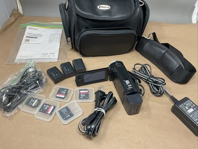 Sony Handycam HDR-CX230 Video Camera Case Manual SD Card & Cords Works! - Image 1 of 4