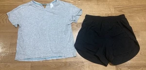 Girls Ivivva & All in Motion Outfit Size 10 - Gray Top w/Blackn Shorts EUC - Picture 1 of 7