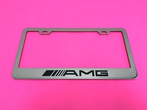 1xAMG - STAINLESS STEEL Chrome Metal License Plate Frame w/Screw caps 09-13 - Foto 1 di 3