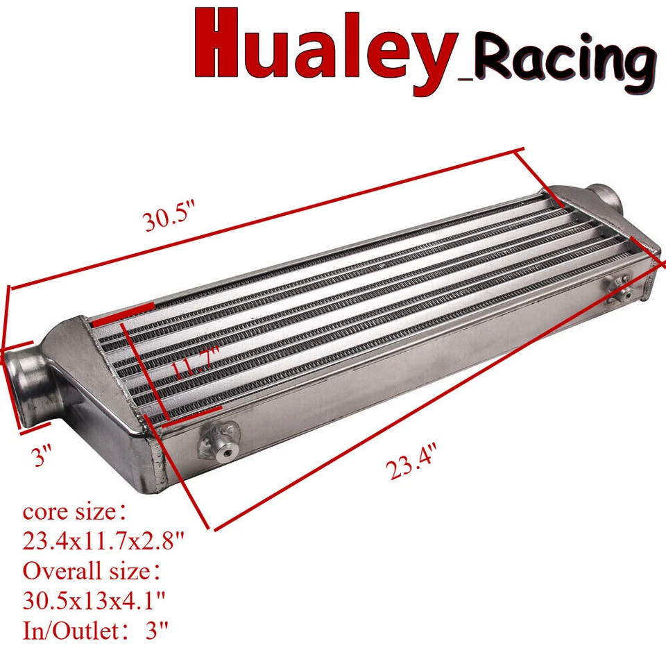 Intercooler universal de aluminio de montaje frontal turbo tubo y aleta de 30,5"" X 13"" X 4,1"" Foto 1 de 4