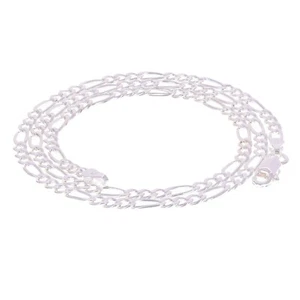 Collar de cadena de eslabones Figaro de plata de ley 925 maciza 3,25 mm 24" 9,2 gramos - Imagen 1 de 3