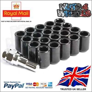 20 x Black Tuner Wheel Nuts M12x1.5 HONDA MAZDA TOYOTA MITSUBISHI FORD LEXUS - Picture 1 of 3