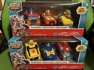 TRANSFORMERS RESCUE BOTS ACADEMY: LOT OF 6 PULL BACK VEHICLES, OPTIMUS PRIME-NEW - Picture 1 of 6