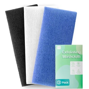 3 Pieces Exfoliating Washcloth Shower Towel African Net Sponge Japanese Wash Clo - Picture 1 of 12