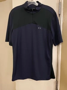 Oakley Men's Navy Golf Short Sleeve shirt with Zip Size Large L - Picture 1 of 4
