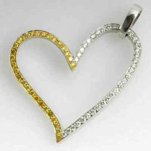 2Ct Simulated Yellow & White Diamond Woman's Pendant 14K White Gold Plated - Picture 1 of 3