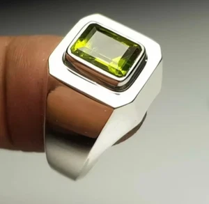 Echter grüner Peridot Ring natürlicher Peridot Geburtsstein Ring 100 % Sterlingsilber 925 - Bild 1 von 2