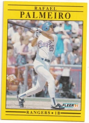 1991 Fleer #295 Rafael Palmeiro Texas Rangers - Image 1 of 2