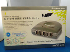 IOGEAR 6-Port 6-pin Compact FireWire-400 Hub with AC Adapter GFH610 IEEE 1394
