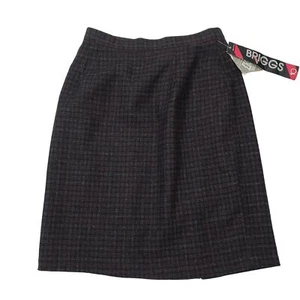 Vintage Briggs Womens Wool Blend Tweed Check Above Knee Skirt Size 10 NWT - Picture 1 of 12