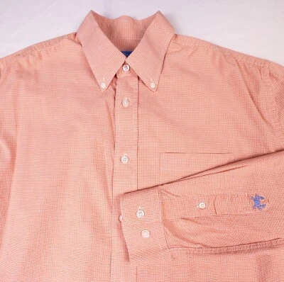 Coast Pawleys Island Huntington Crab Peach Gingham Button Up Shirt Mens L - Flaw - Image 1 of 4