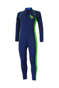 Ecostinger Boys Full Body Sun Protective Swimsuit Navy Lime Turtle Logo Size 4 - Picture 1 of 4