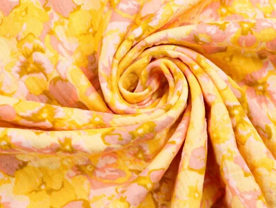 MUSSELIN Stoff Double Gauze Baumwolle Bluse Kleid Blumenmeer in GELB EUR 14,98/m - Bild 1 von 2