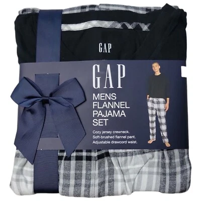 Gap Men's Flannel Cozy Crewneck Long Sleeve Drawcord Pajama Set - Image 1 of 3
